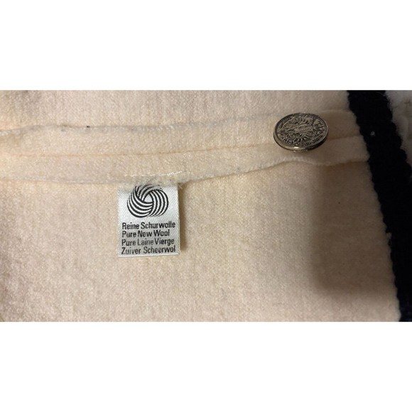 LITZA Vintage White Black Boiled Wool Puff Shoulder Silver Buttons Jacket  2-4 - Picture 10 of 10